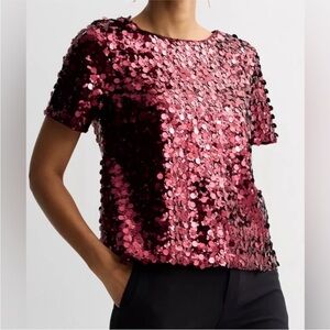 NWT Nine West Burgundy Sequin Top back Bow Tie Keyhole XS